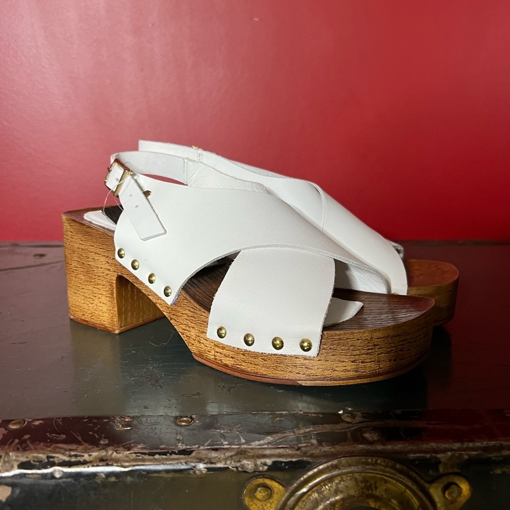 Wood sole platform sandals, NEW WITH TAGS!